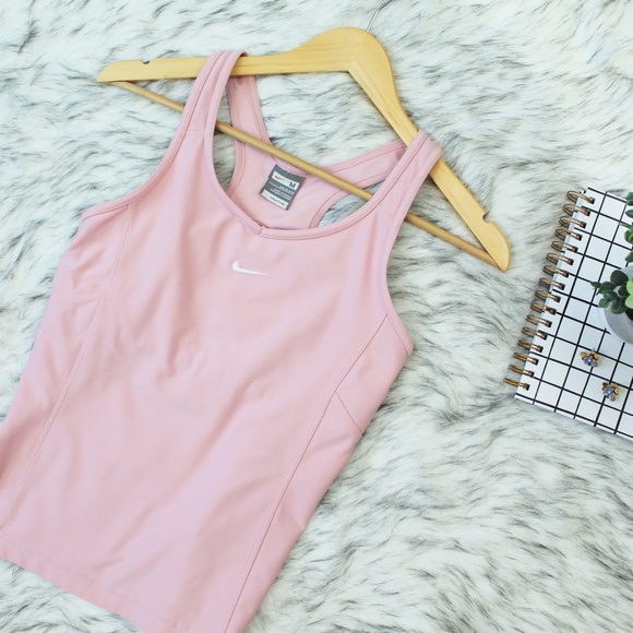 Nike Tops - Nike Dri Fit Blush Racer Back Tank W/Shelf Bra